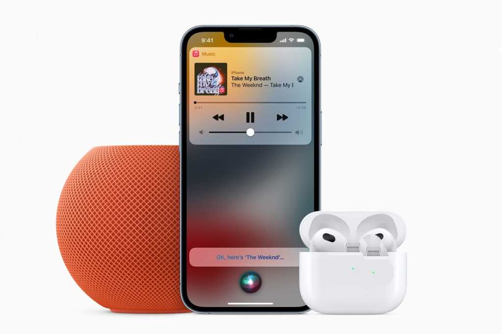 Apple Music Voice app with HomePod mini and Apple AirPods