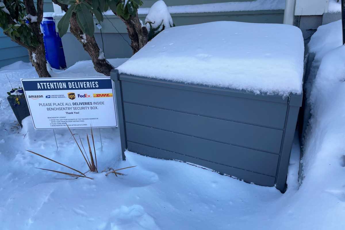 BenchSentry Connect covered in snow