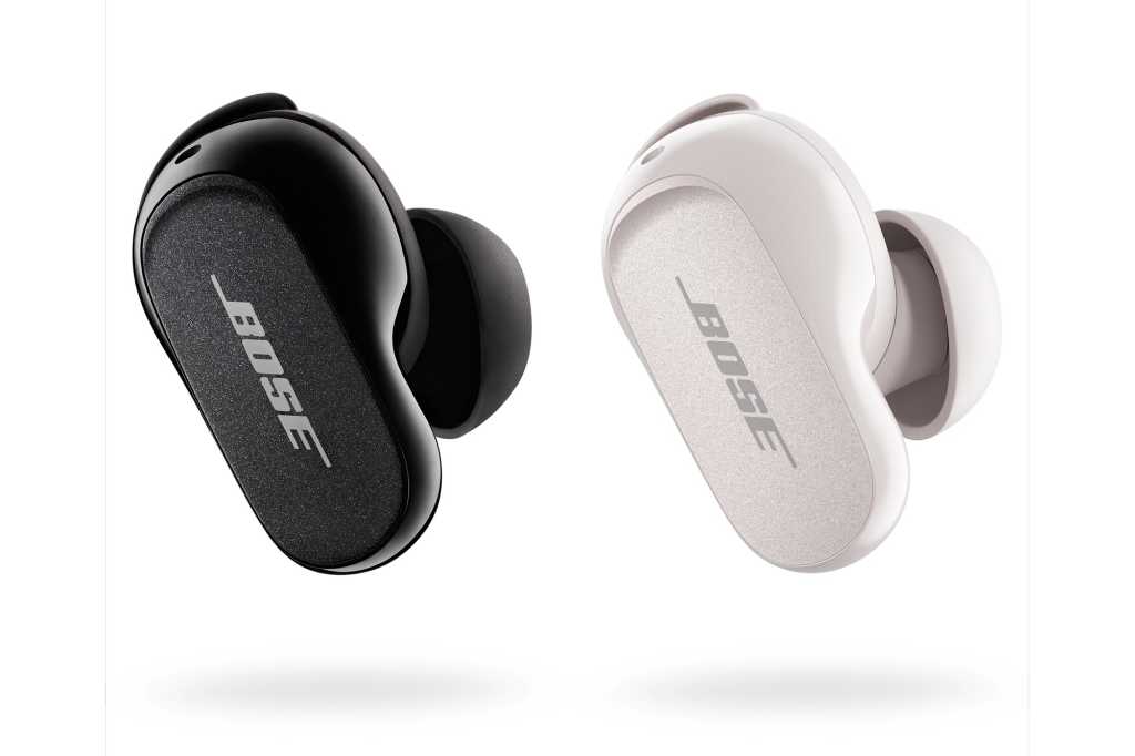 Bose QuietComfort Earbuds II in Triple Black (left) and Soapstone