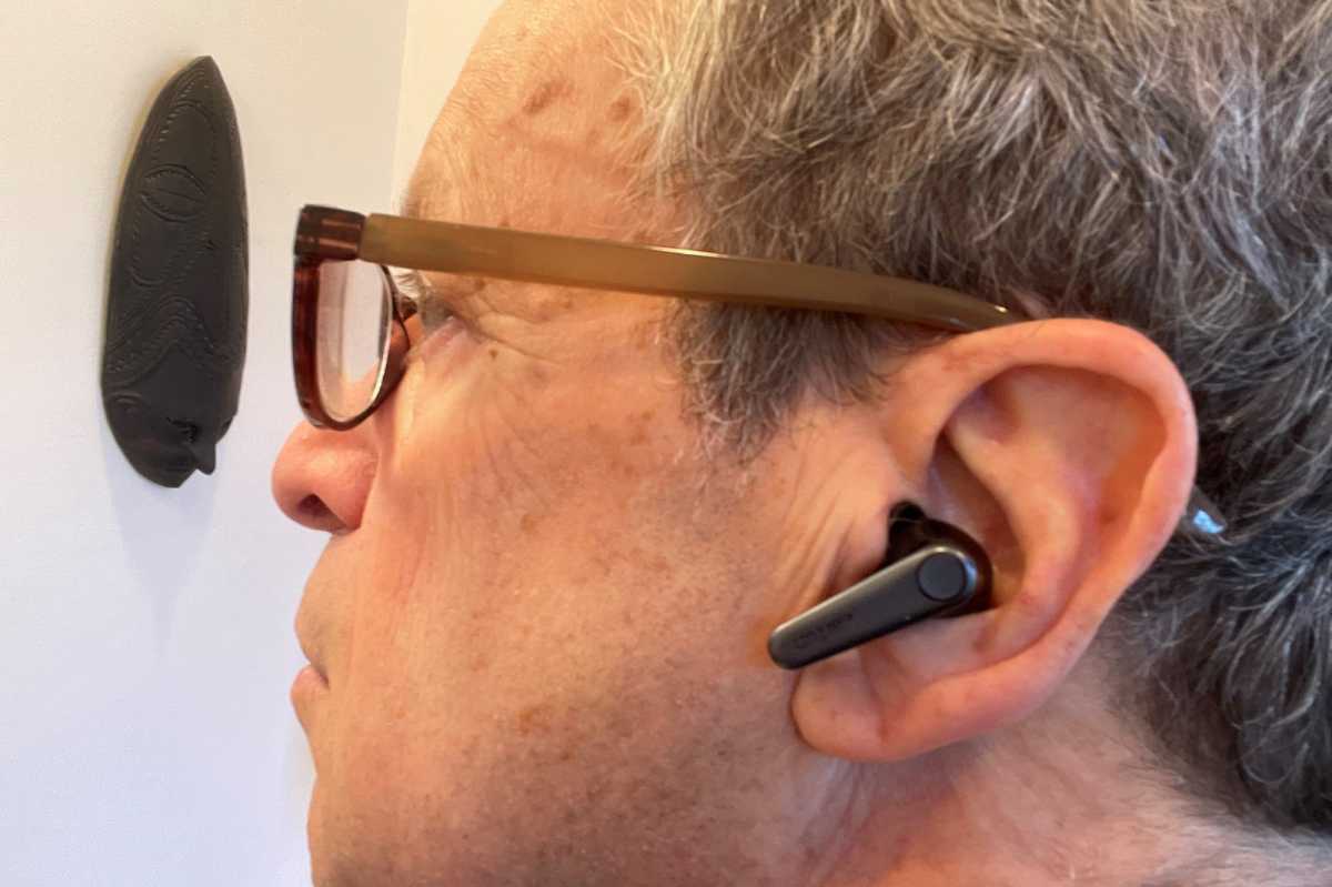 Author wearing EarFun Air Pro 3