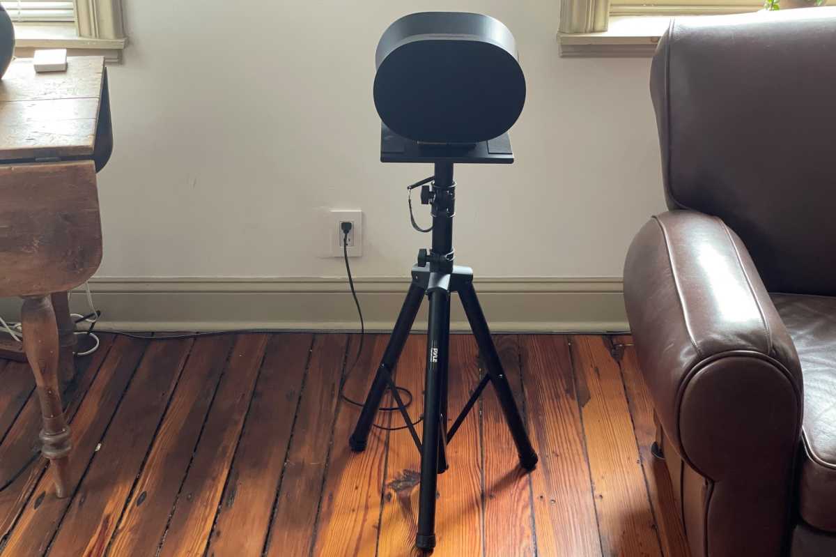 Sonos Era 300 on a Pyle tripod stand