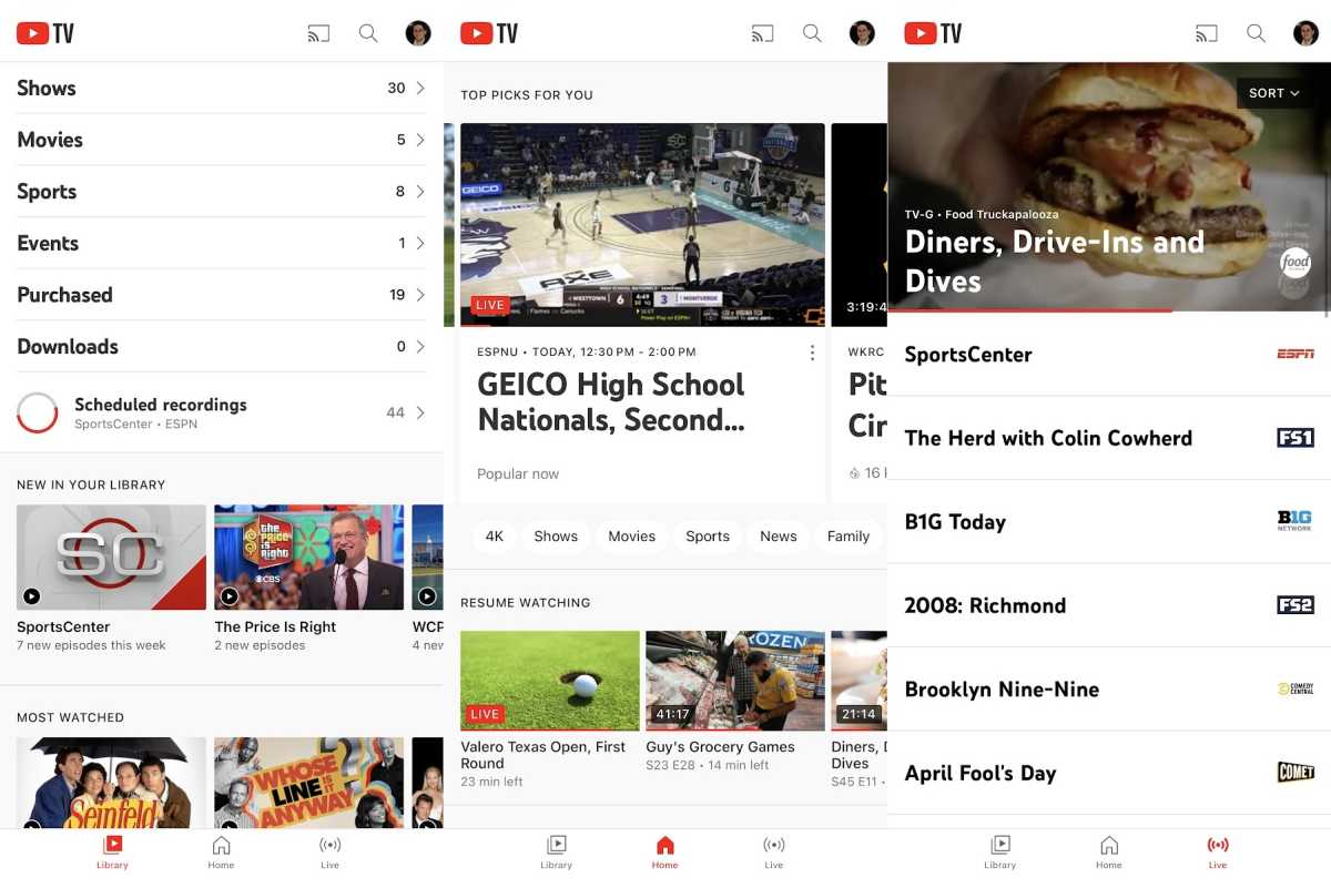 YouTube TV's mobile app