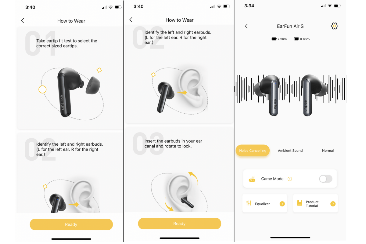 EarFun app screenshots