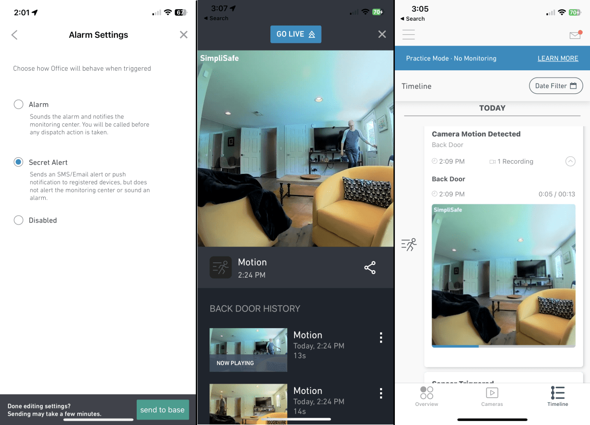 SimpliSafe Smart Alarm Camera app screenshots