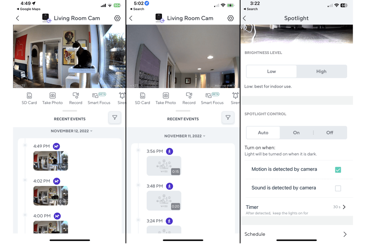 Wyze Cam v3 Pro app screenshots